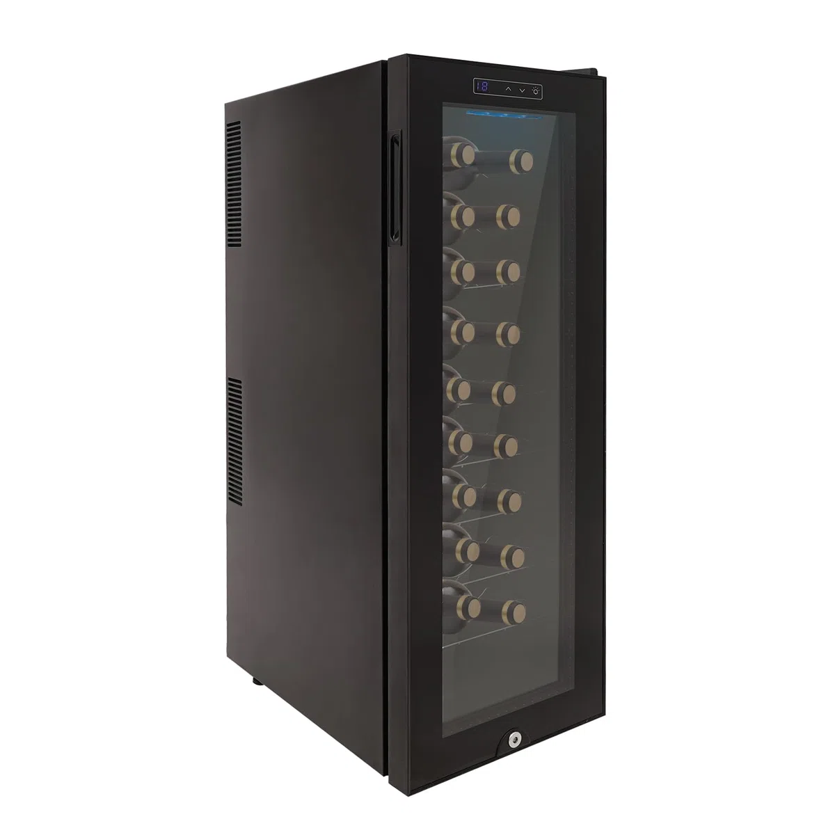 Frigorifero per vino, 30 bottiglie, 90 l, illuminazione a LED, freestanding Wine Fridge con touchscreen, porta in vetro rinforzata, 50,5 x 34,5 x 98,5 cm
