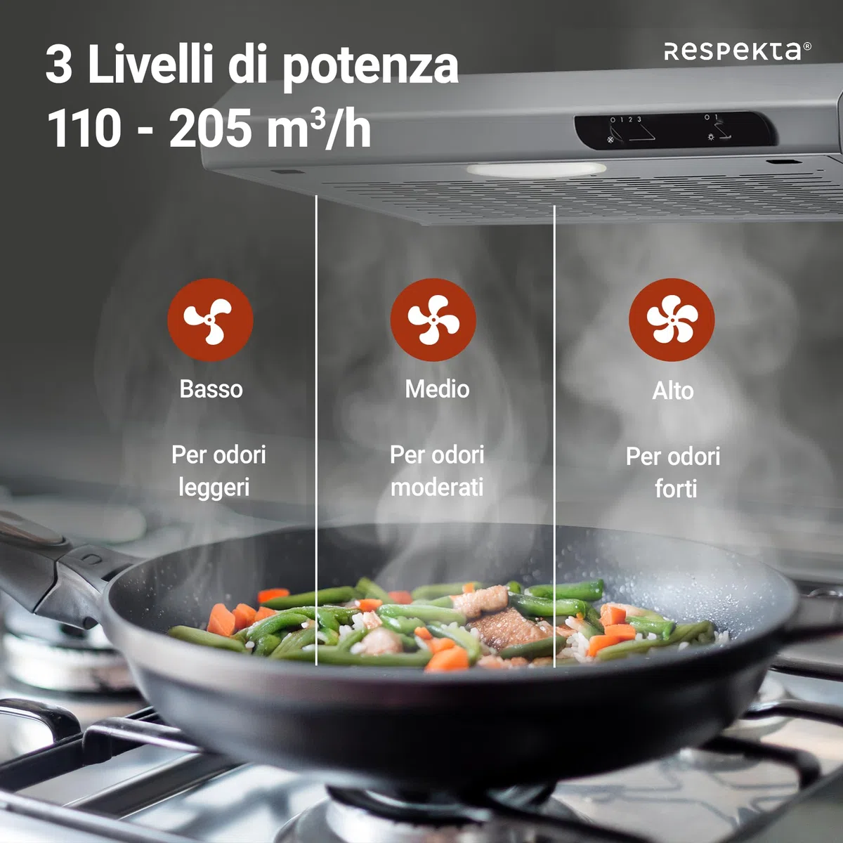 Respekta Cappa aspirante da incasso 50 cm DH540IXL acciaio inox 52-68 dB
