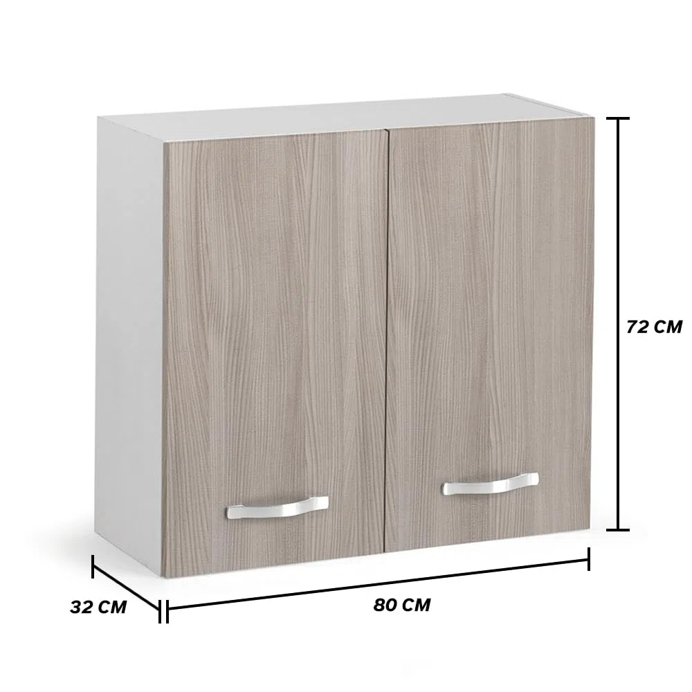 REDÒKASA Pensile colapiatti per cucina componibile da 80 cm con due ante, realizzata in legno 100% MADE IN ITALY (Bianco con ante Olmo)