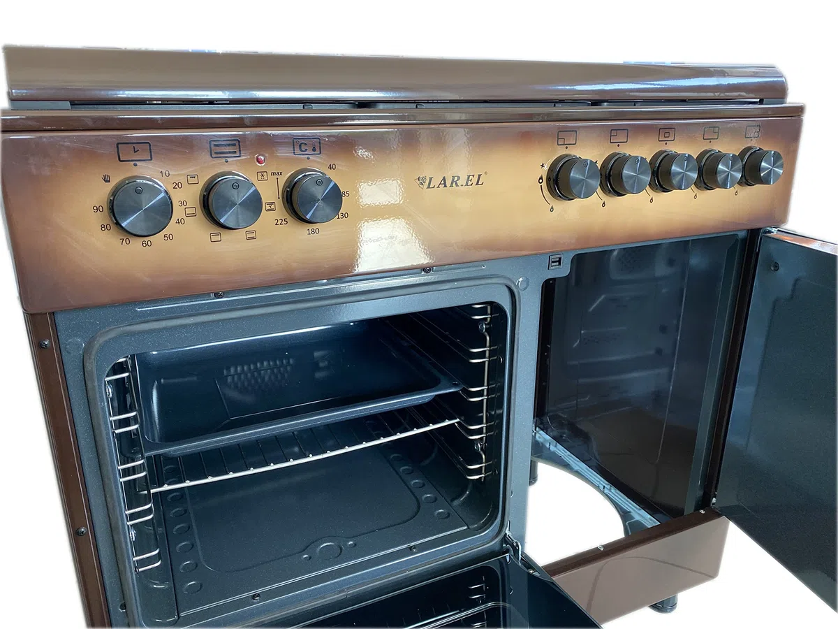 Cucina da 90x60 MARRONE Lar.El forno ELETTRICO con vano porta bombola 5 fuochi acc. elettrica