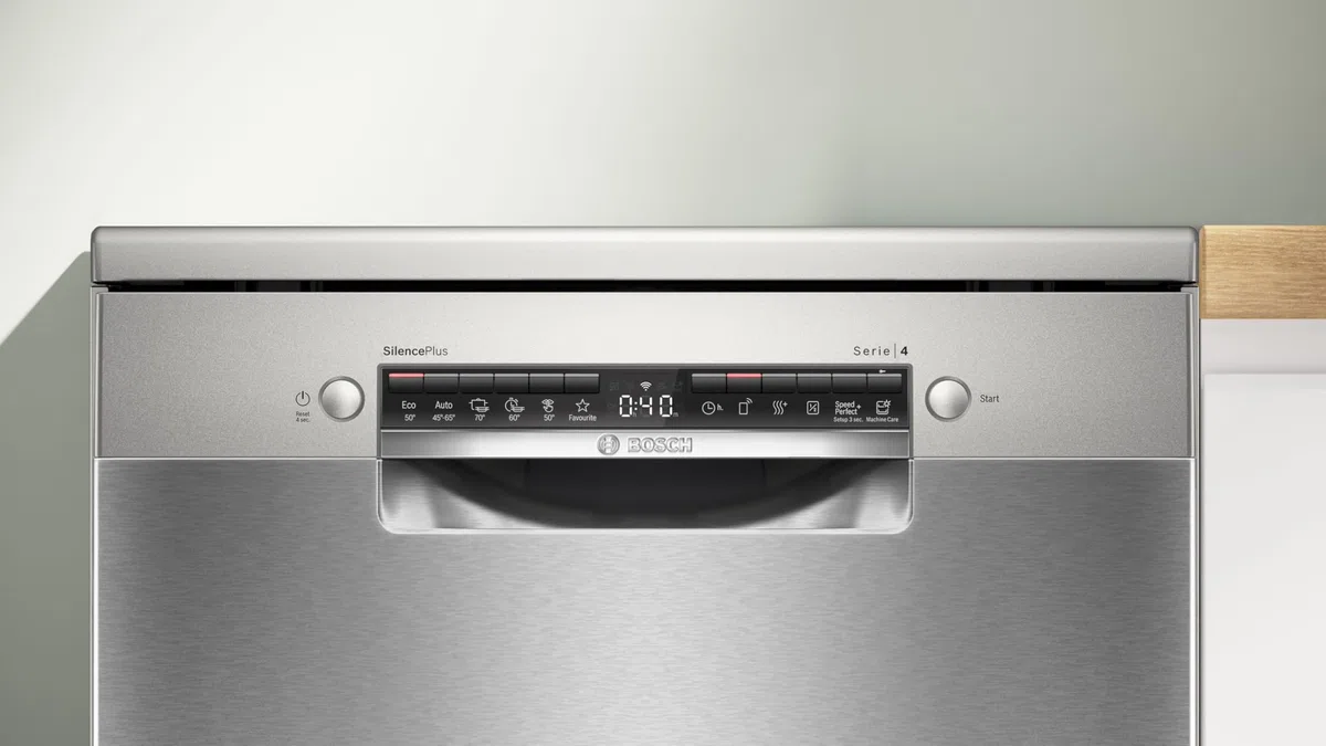 Bosch SMS4ECI28E Serie 4, Lavastoviglie da libera installazione, Home Connect, Diagnostica da remoto, Assistente al lavaggio, Green Collection, Acciaio, 60cm