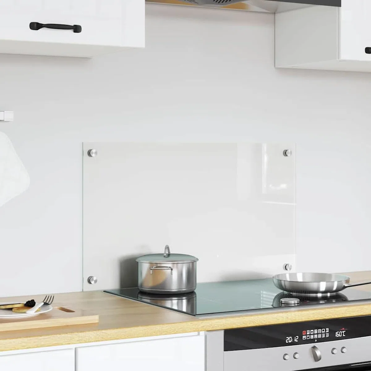 Gecheer Schienale da Cucina in Vetro temperato, Resistente al Calore e Durevole, 70 x 40 cm, Trasparente, per cucine Moderne