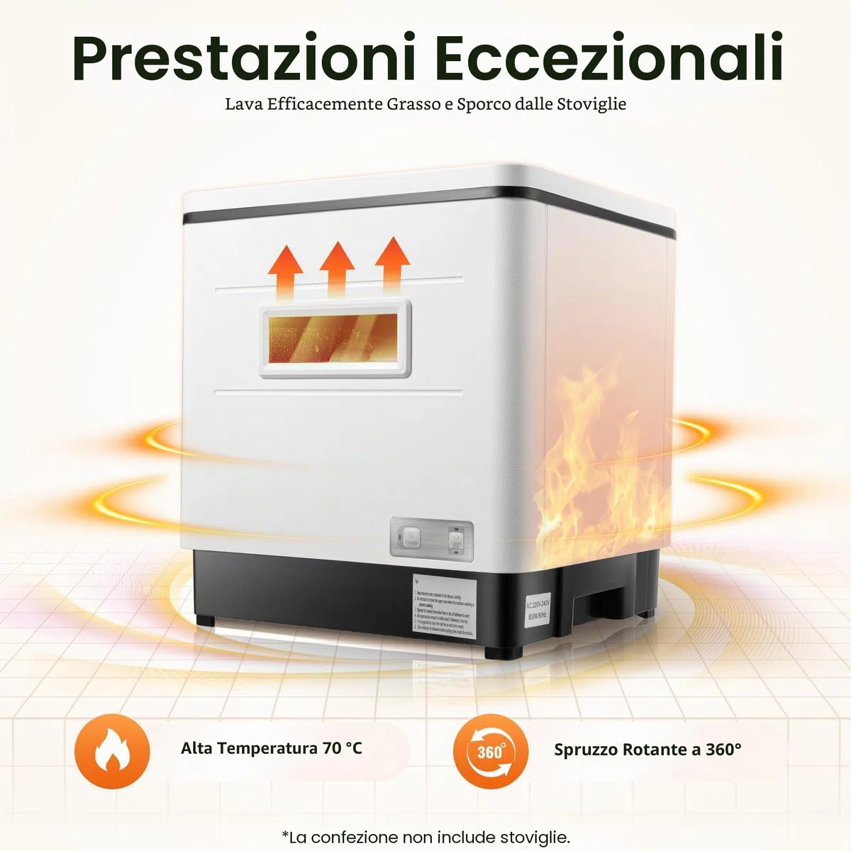 Lavastoviglie Da Banco Portatile Con Tubo Di Irrigazione 6 Piatti Per La Pulizia Di Appartamenti Di Piccole Dimensioni (Bianco)