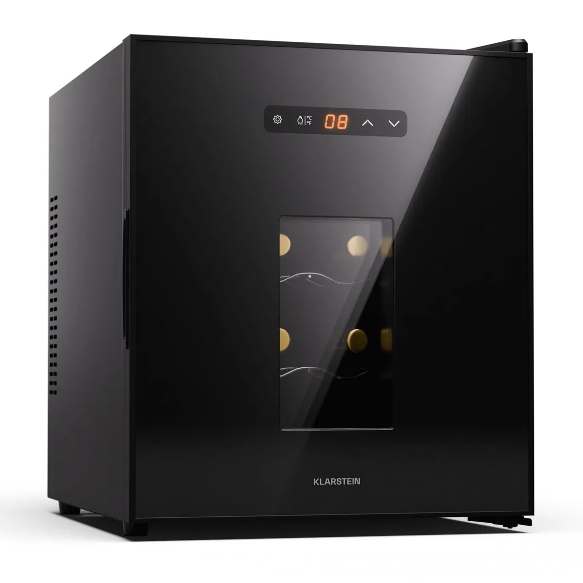 Klarstein Cantinetta Vino Refrigerata a Zona Singola, Frigo Bar, Cantina Vino con Porta in Vetro, Mini Frigo Silenzioso, 5-22°C 16 Bottiglie