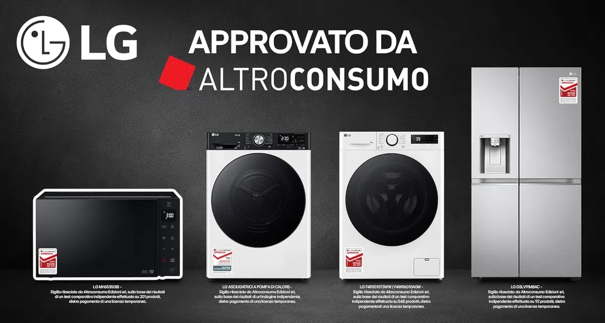 LG AI DD F4WR6010AGW Lavatrice 10 kg Serie R5, Carica Frontale, Classe A-10%, 1400 giri, TurboWash 360, Lavaggio a vapore, Motore Direct Drive, Smart Diagnosis, Libera installazione, Bianca