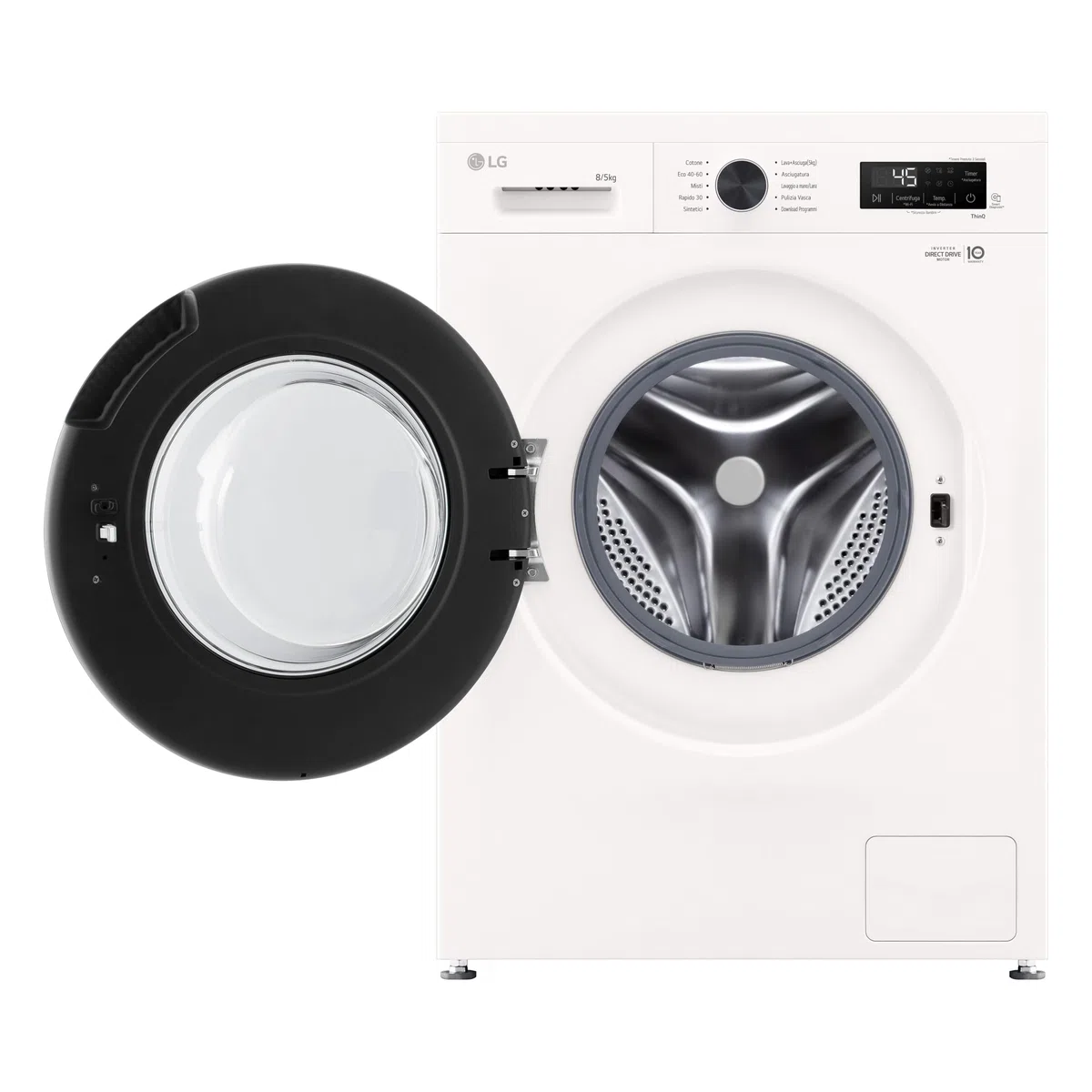 LG W4NX1085NWB Lavasciuga 8/5kg Serie X1, Lavatrice e Asciugatrice Insieme Classe A/E, 1400 Giri, Wi-Fi, Top Rimovibile, Vapore Allergy Care, Tecnologia 6 Motion Direct Drive, Bianca