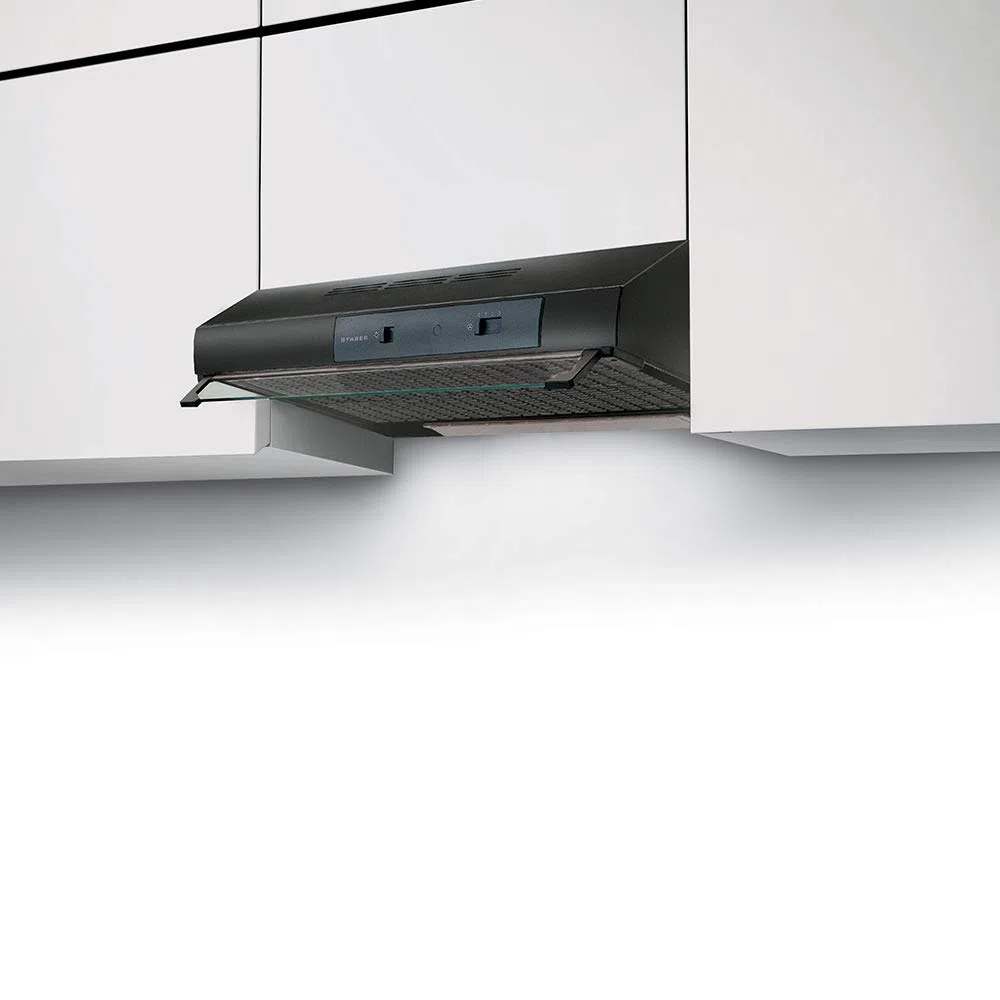 FABER TCH04 BK16A 741 - Cappa Aspirante 60 cm Sottopensile da Cucina ad Incasso, Aspirante Esterna o in Ricircolo con il Filtro Cappe Faber a Carboni Attivi Classe Energetica D]