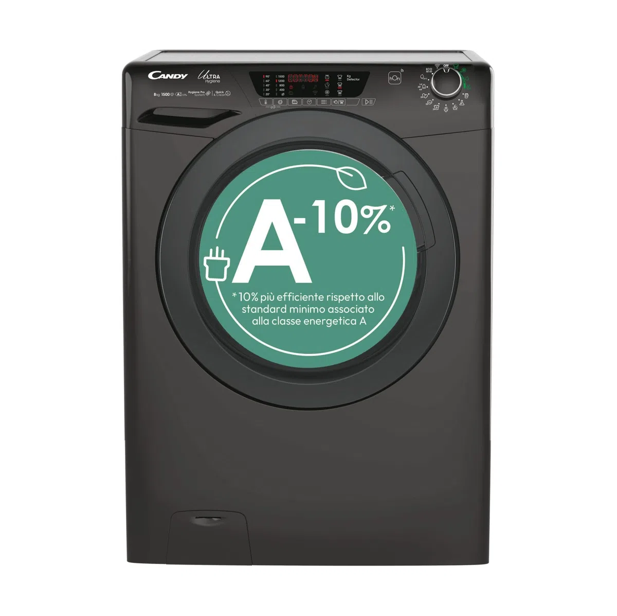 Candy HE1584TWMBB6-S Ultra Hygiene Lavatrice 8 Kg Classe A-10% Profondita' 53 cm Centrifuga 1500 giri Motore Inverter colore Nero