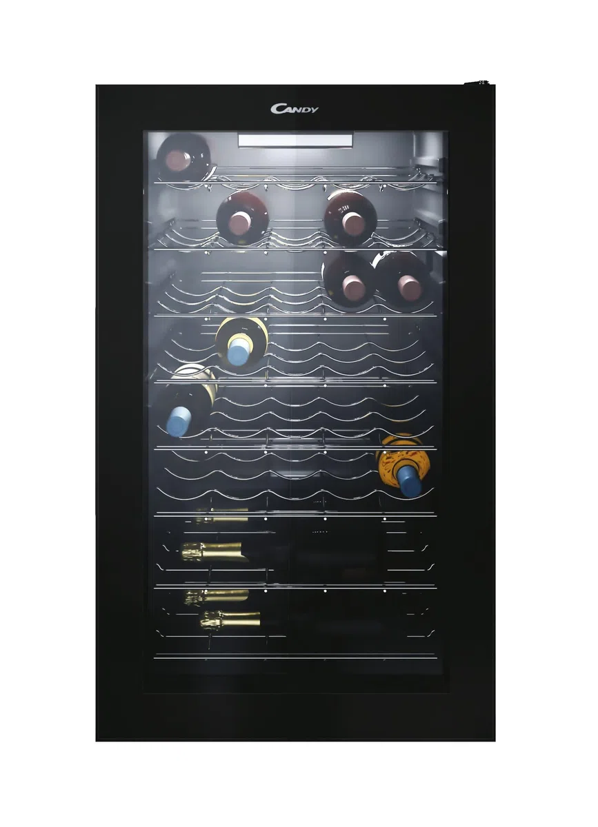 Candy DiVino CWC150EM/N Cantinetta Vino Refrigerata 41 Bottiglie Luci LED Anti UV Acciaio Inox Porta Reversibile 39 dBa 49x55x84.5 cm Nero