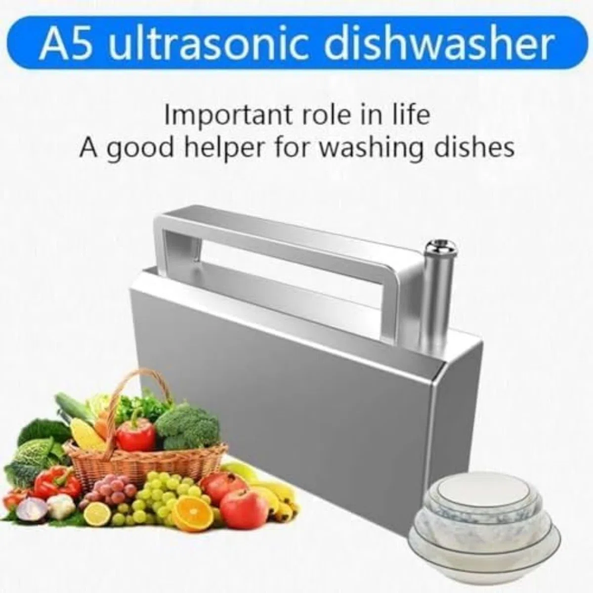 Lavastoviglie A Ultrasuoni Portatile da 380 W, Lavapiatti per Lavello, Lavatrice A Ultrasuoni per Verdure con Controllo Touch, per Stoviglie, Frutta, Frutti di Mare E Verdure