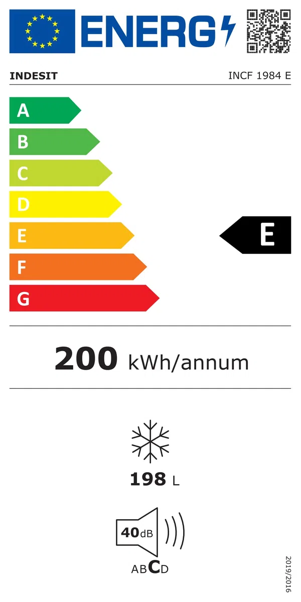 INCF1984E - Congelatore a Pozzetto, 198 litri, Congelamento 12 kg/24h, Classe energetica E