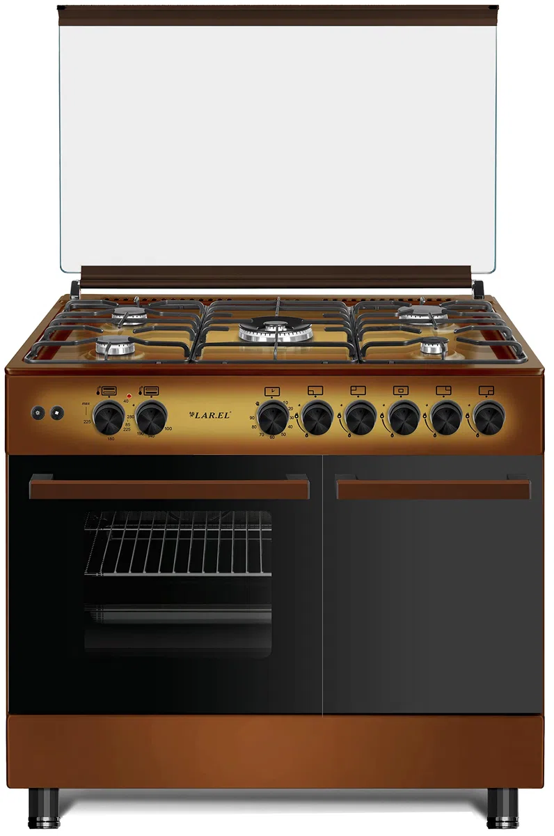 Cucina da 90x60 MARRONE Lar.El forno ELETTRICO con vano porta bombola 5 fuochi acc. elettrica