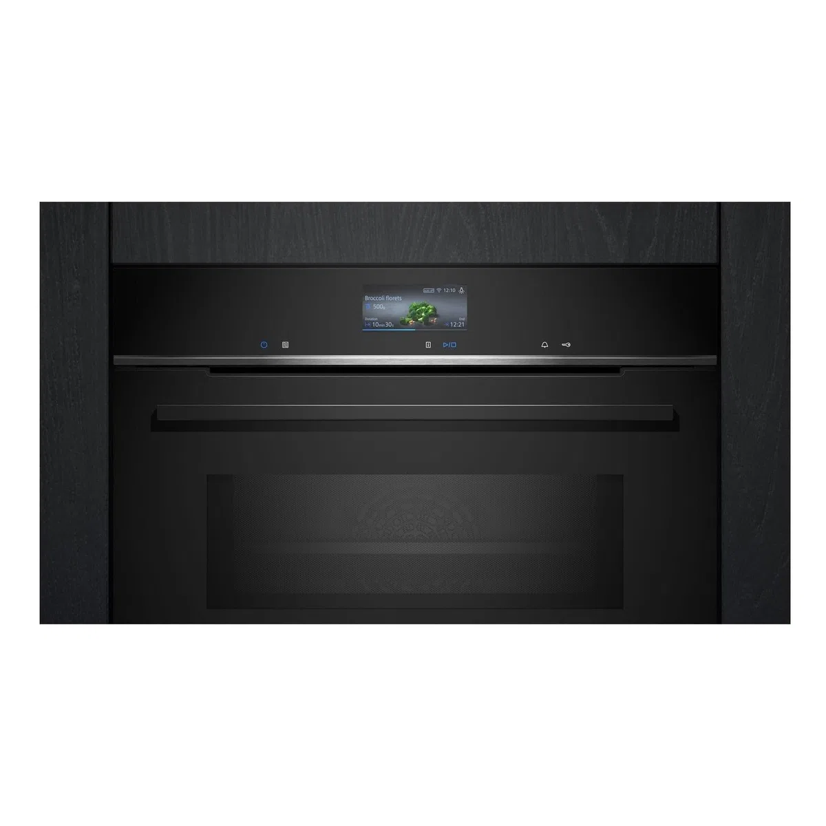 Siemens HM776GKB1 iQ700 - Forno da incasso intelligente con funzione microonde, 60 x 60 cm, 800 W, prodotto in Germania, nero, activeClean & humidClean autopulente, Air Fry, cookControl, touch screen