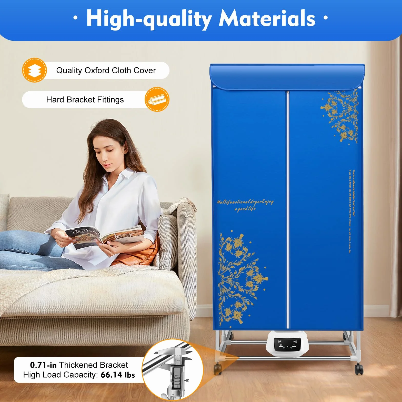 Asciugatrice elettrica Armadio portatile a secco - Biancheria ad aria calda pieghevole a cinque piani riscaldamento a ventilazione armadio riscaldato a doppio strato armadio asciugatrice con