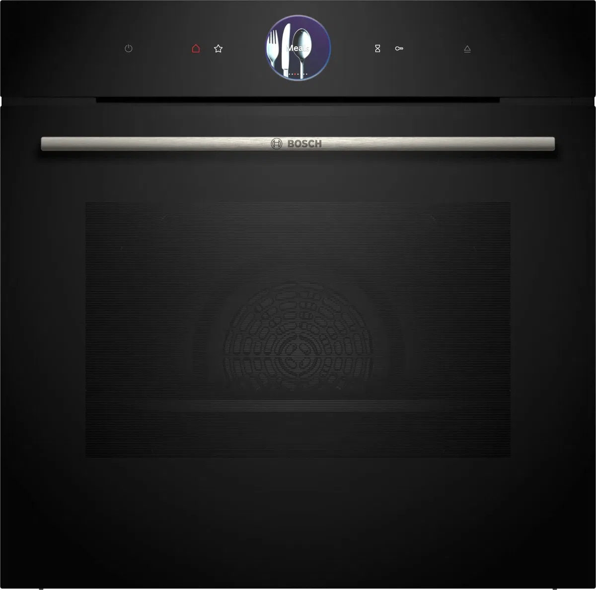 Bosch HRG7764B1, Smarter iQ700 - Forno da incasso con funzione vapore, 60 x 60 cm, prodotto in Germania, pirolisi e idrolisi, termometro per arrosti, Air Fry, schermo a colori touch screen 4D, aria