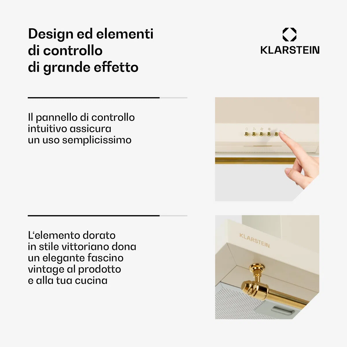 Klarstein Cappa Aspirante 90 cm Cucina Ventola Acciaio Inox Parete 591.5m³/h LED Classe A Filtro