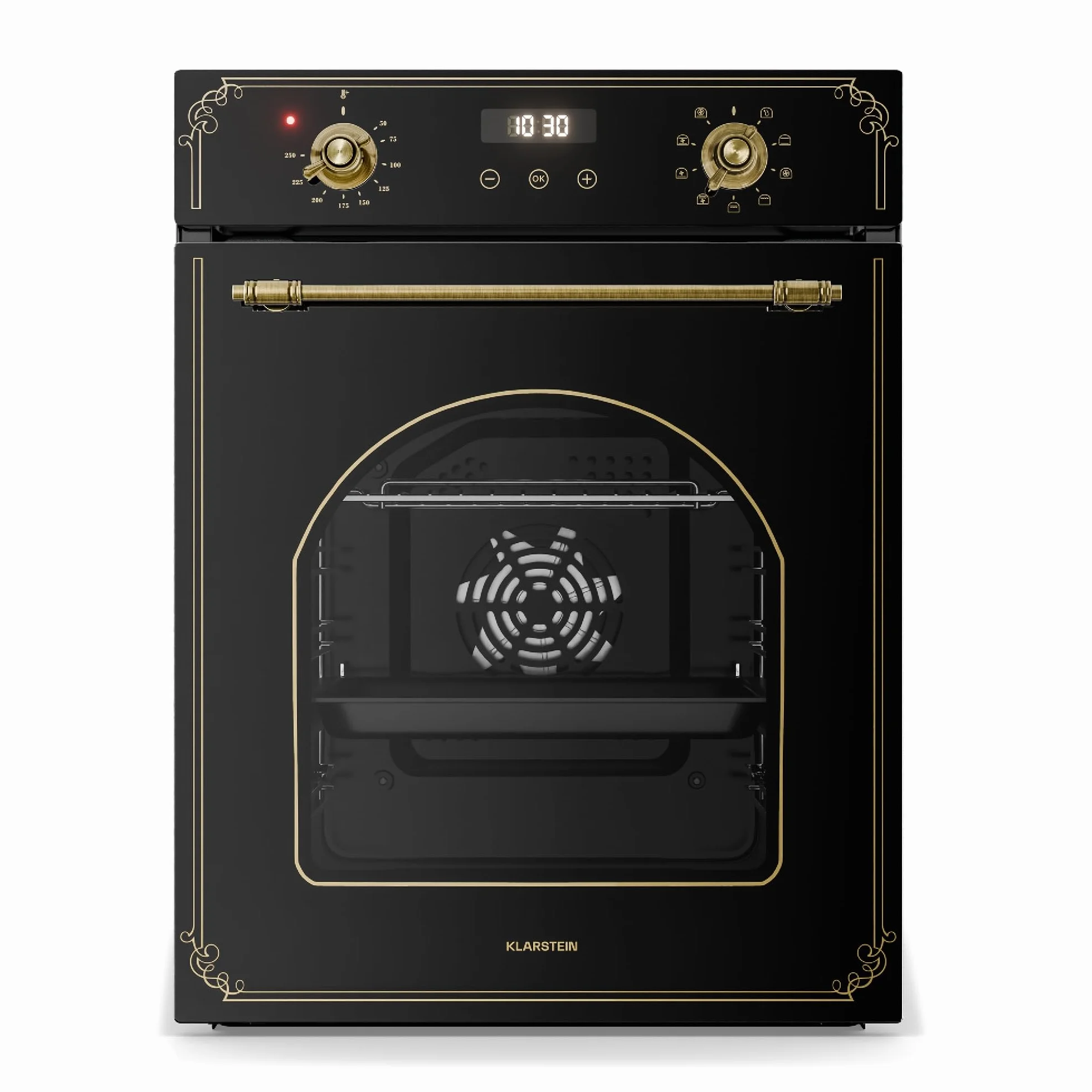 Klarstein Elizabeth Slim - Forno da Incasso, 49L, 9 Funzioni, Pulizia a Vapore, Timer Digitale, Forno Elettrico Ventilato, Sportello Rimovibile, Classe Energetica A, Design Nero, 45cm