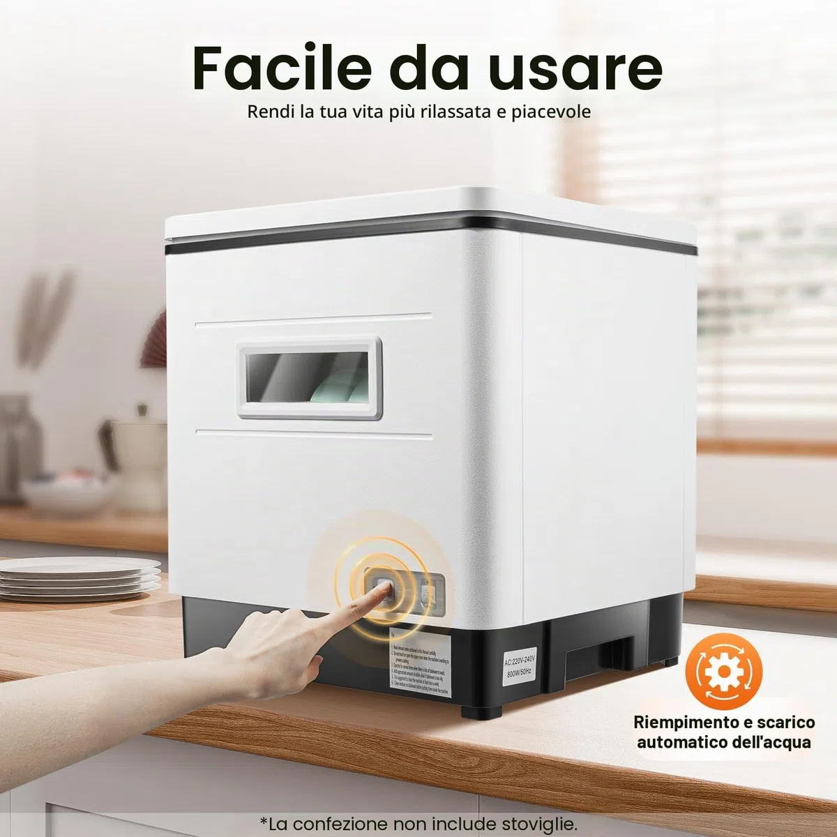 Lavastoviglie Da Banco Portatile Con Tubo Di Irrigazione 6 Piatti Per La Pulizia Di Appartamenti Di Piccole Dimensioni (Bianco)