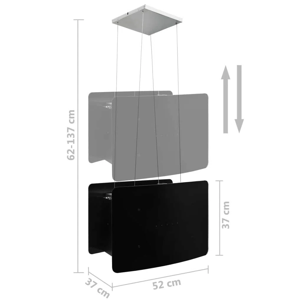 Festnight Cappa da Cucina ad Isola Sospesa LCD Sensore in Vetro Temperato Cappa Cucina Isola 37 cm Cappe Aspirante 756 m³/h 3 Livelli di Potenza Colore Nero
