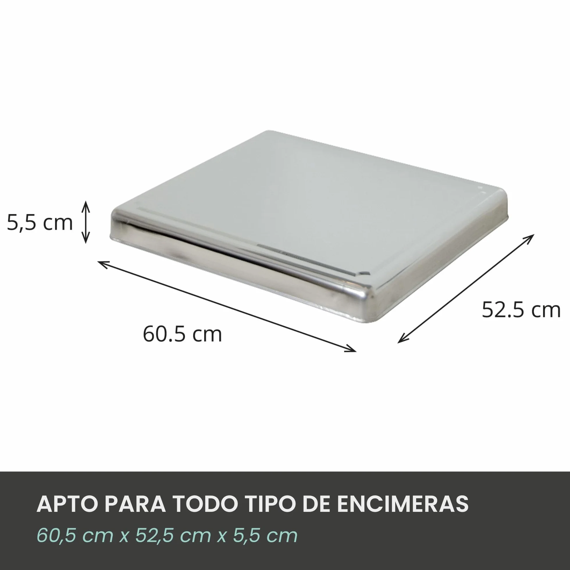 Jocca, Protezione Piano Cottura in Acciaio Inox, 52,5 x 60,5 x 5,5 cm