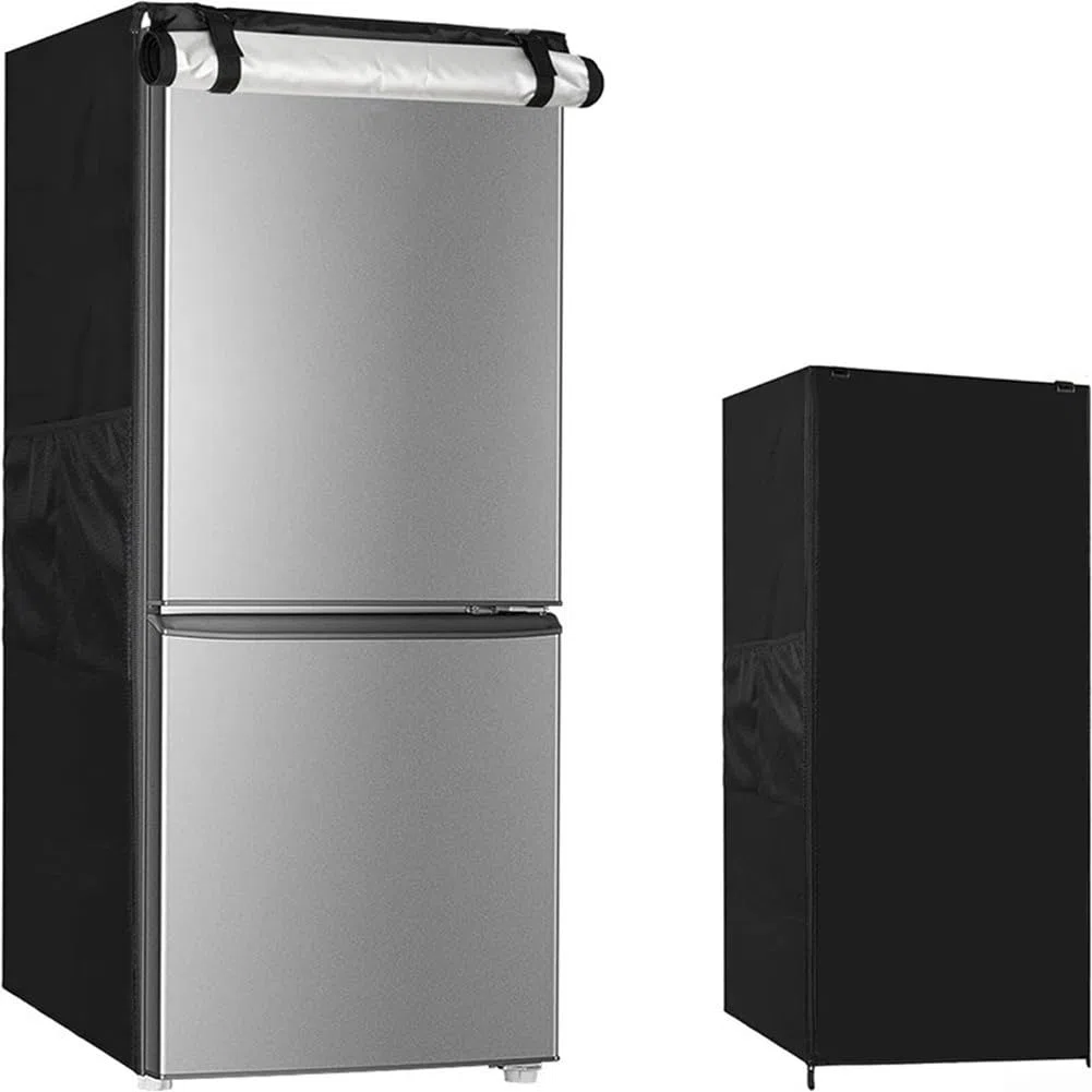 Copertura per frigorifero da esterno in tessuto Oxford 210D, protezione impermeabile per armadi per bevande, accesso con cerniera e ventilazione (gamma di dimensioni 51-92 cm, nero) (92 x 77 x 183 cm)