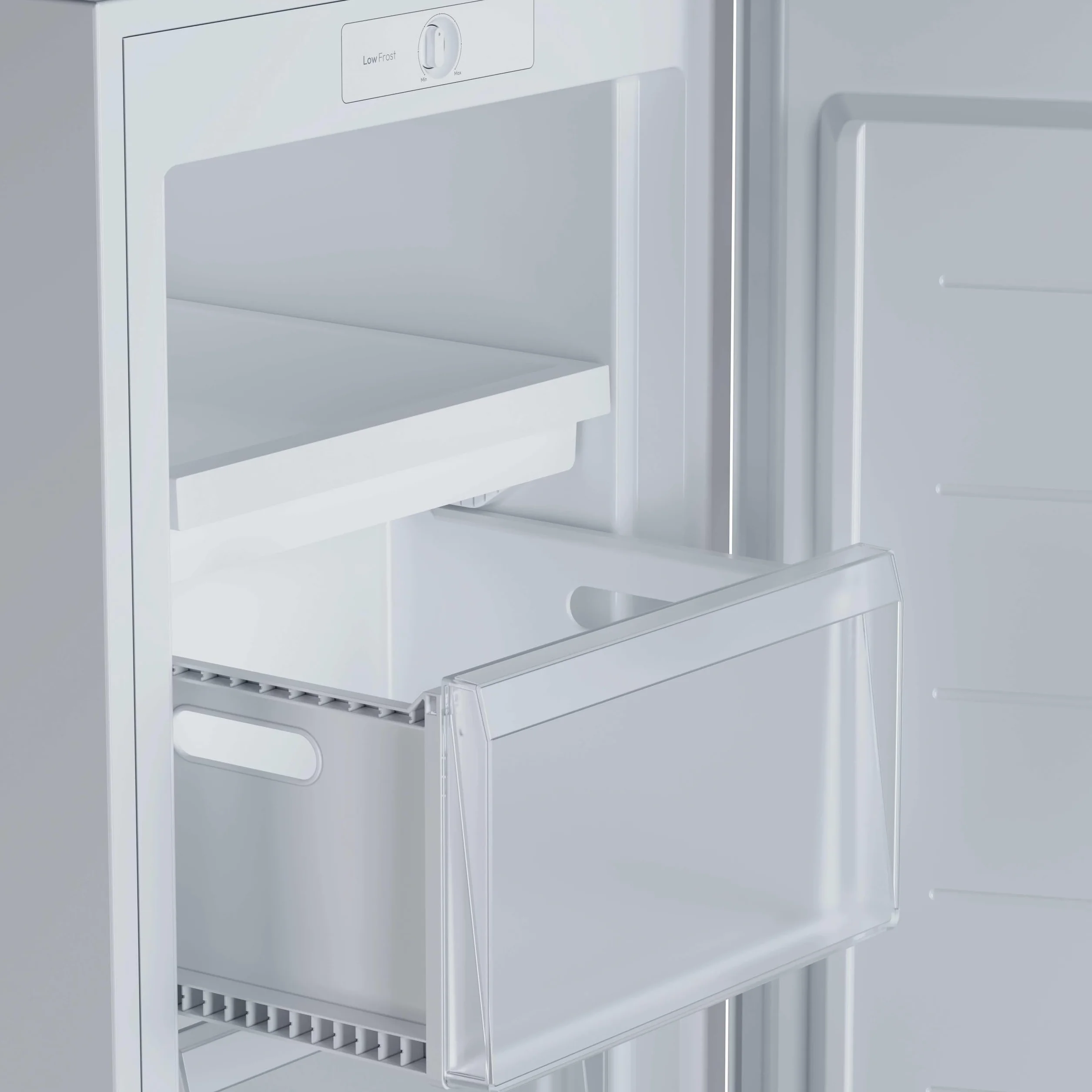 Candy Up Freezer 300 CNUQ2L513EW, congelatore verticale, larghezza 55 cm, 169 l, 3 cassetti, controllo meccanico della temperatura, gambe regolabili, illuminazione interna a LED, maniglia esterna, 37
