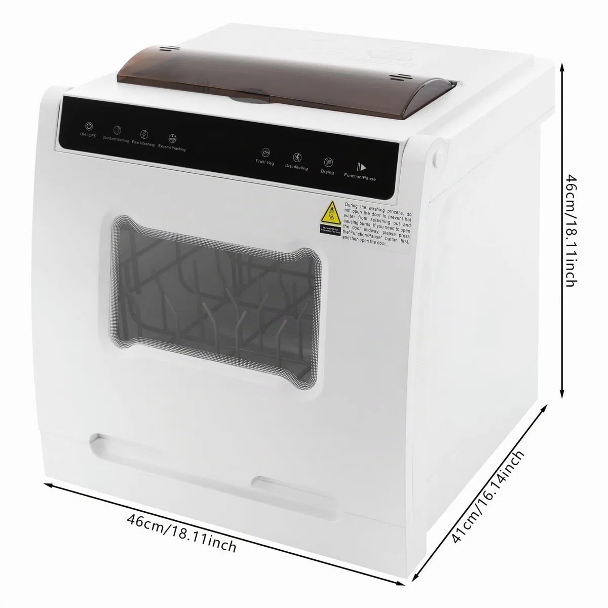 Mini Lavastoviglie da Tavolo, 5 programmi (Standard/Veloce/Intensivo/Frutta/Disinfezione), 4-6 Persone, Design Compatto 46x41x46cm, Per Piccole Case, Appartamenti