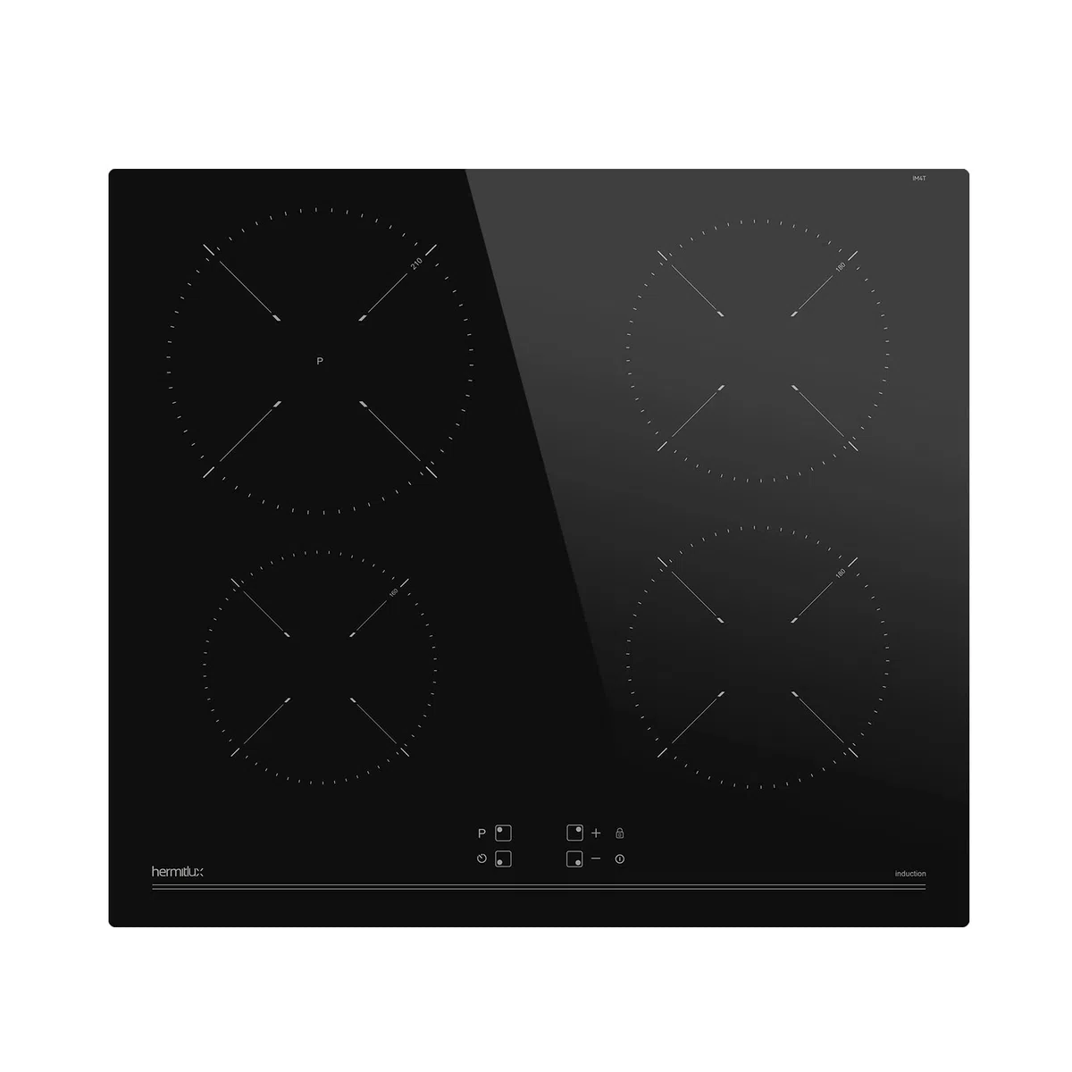 Hermitlux Piano Cottura a Induzione 4 Fuochi 60cm 7200W Comandi Touch Nero