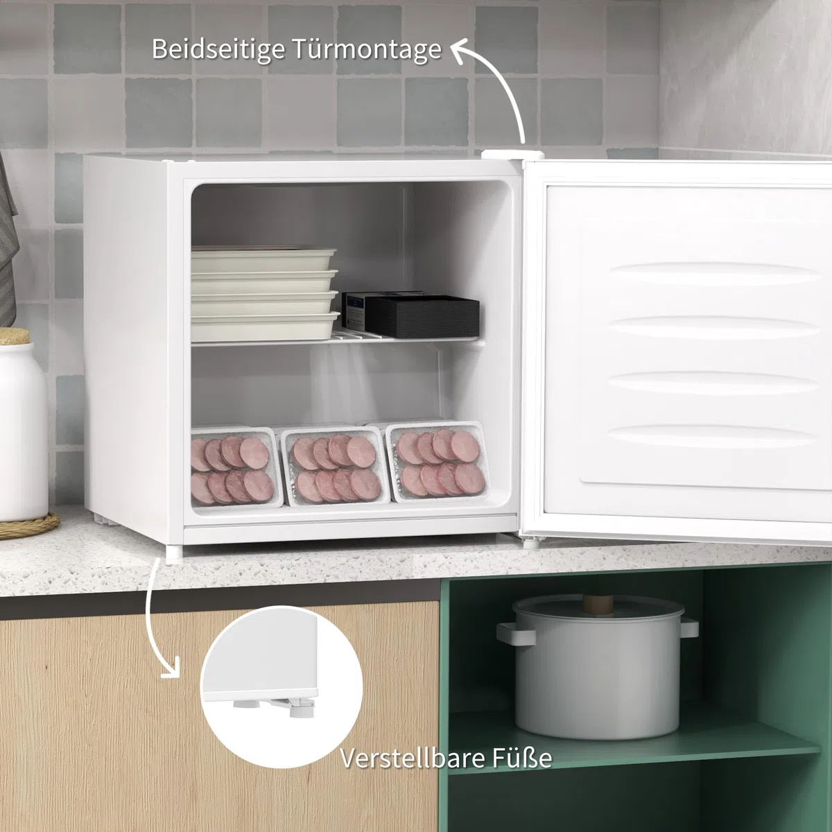 HOMCOM Mini congelatore 35 L box freezer elettrico a libera installazione 45 W mini congelatore mini frigorifero -14 a -24℃ Controllo della temperatura a 5 livelli 47 x 44,2 x 48,8 cm Bianco