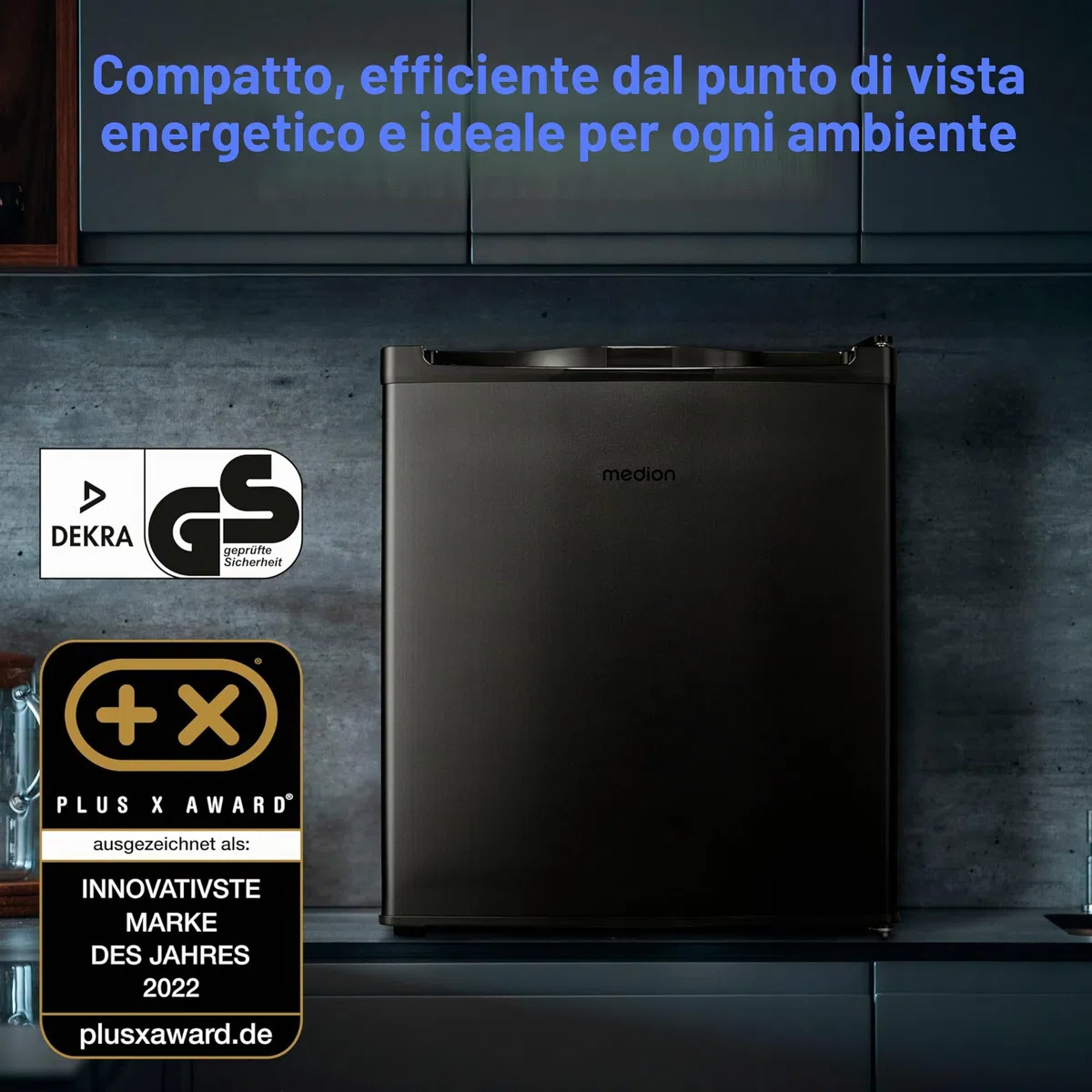 MEDION Mini congelatore (capacità 33 litri, altezza 51 cm, piedini regolabili in altezza, maniglia incassata, impostazione manuale della temperatura, classificazione 4 stelle, MD37675) grigio