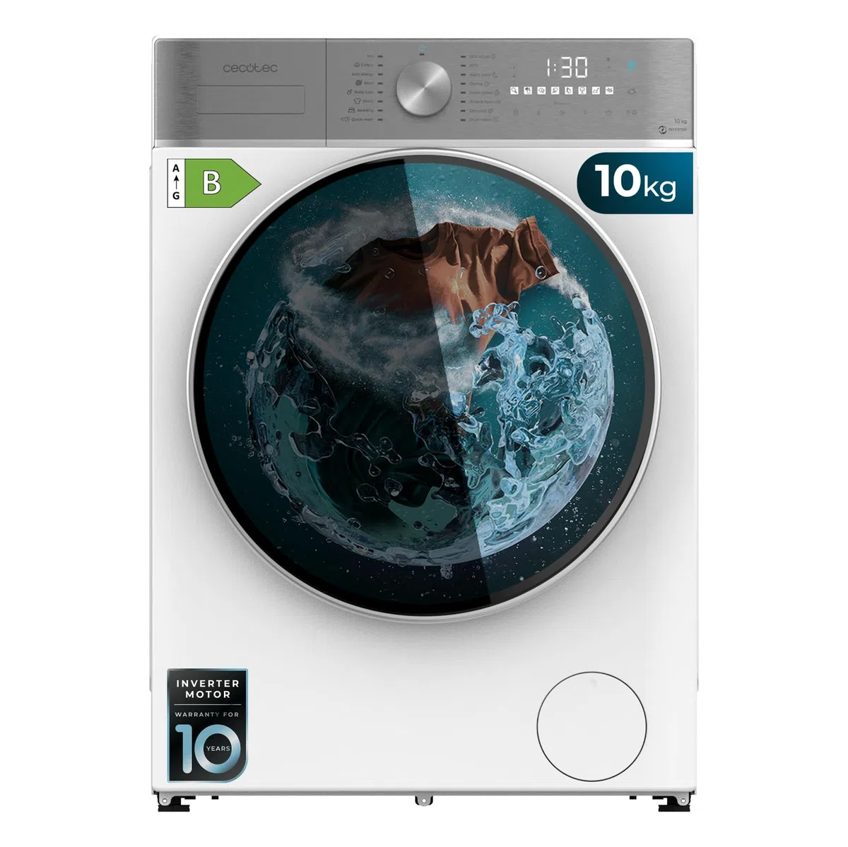 Cecotec Lavasciuga 10-6Kg Carica Frontale Bolero Wash&Dry 10680 Inverter A. 1400 rpm, 16 Programmi, Motore Inverter Plus, SteamMax, OnSmart, Fuzzy Logic, SpaCare e Rilevatore di Carico