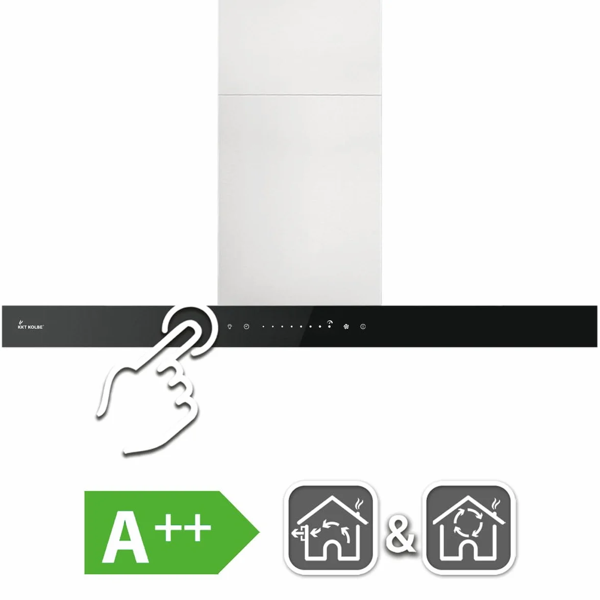 Cappa aspirante 90 cm | Cappa Isolotto | cappa isola | acciaio inossidabile | vetro nero | WiFi | auto spegnimento | Operazione di tocco | FLAT-INSEL-5