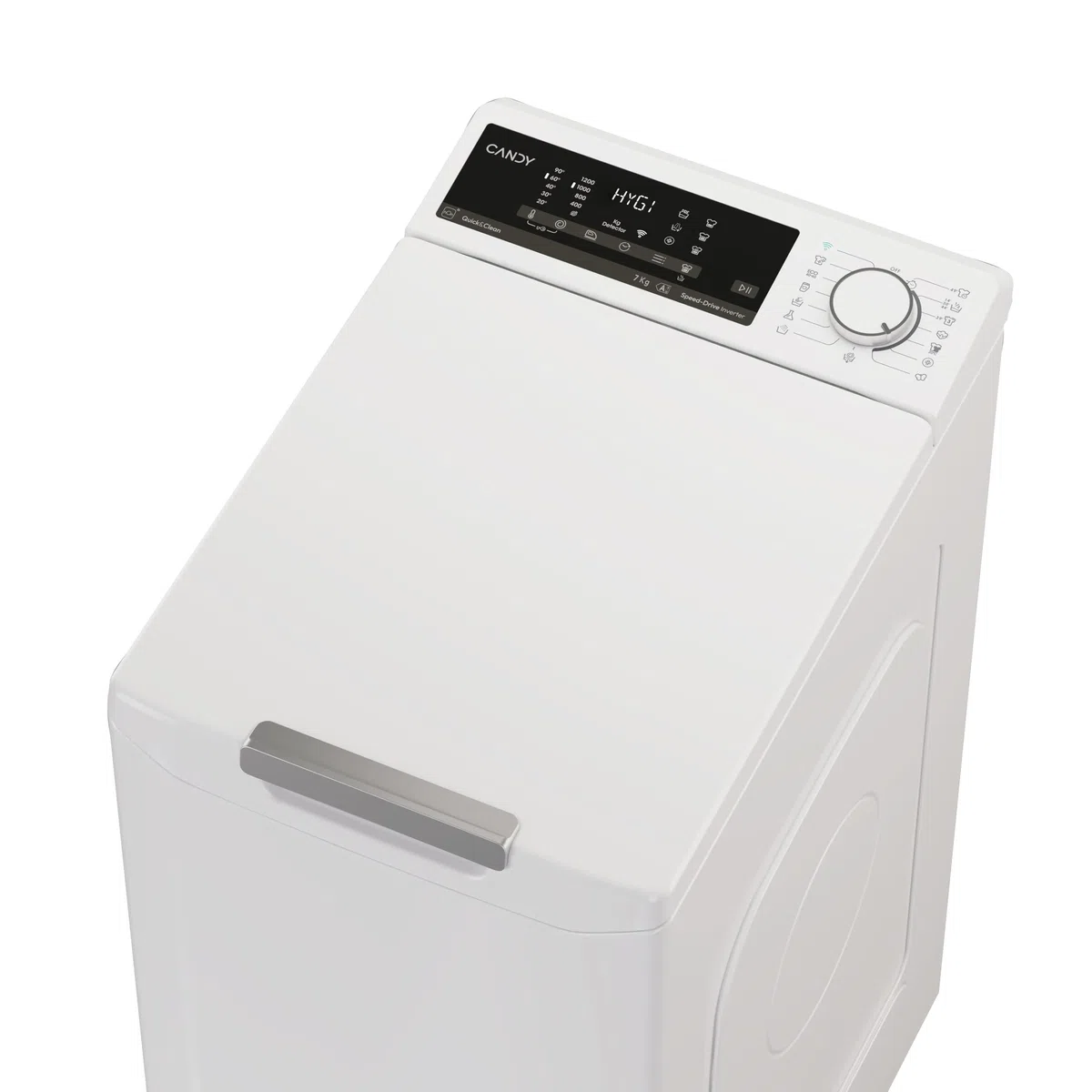 Candy ProWash 500 Lavatrice Carica dall’Alto 7 Kg 1200 RPM Classe A Slim 40,5 cm WiFi App hOn Motore Inverter AI Weight Sense 17 Programmi Rapidi AxLxP 86x40,5x60 cm TCA274TM5-S
