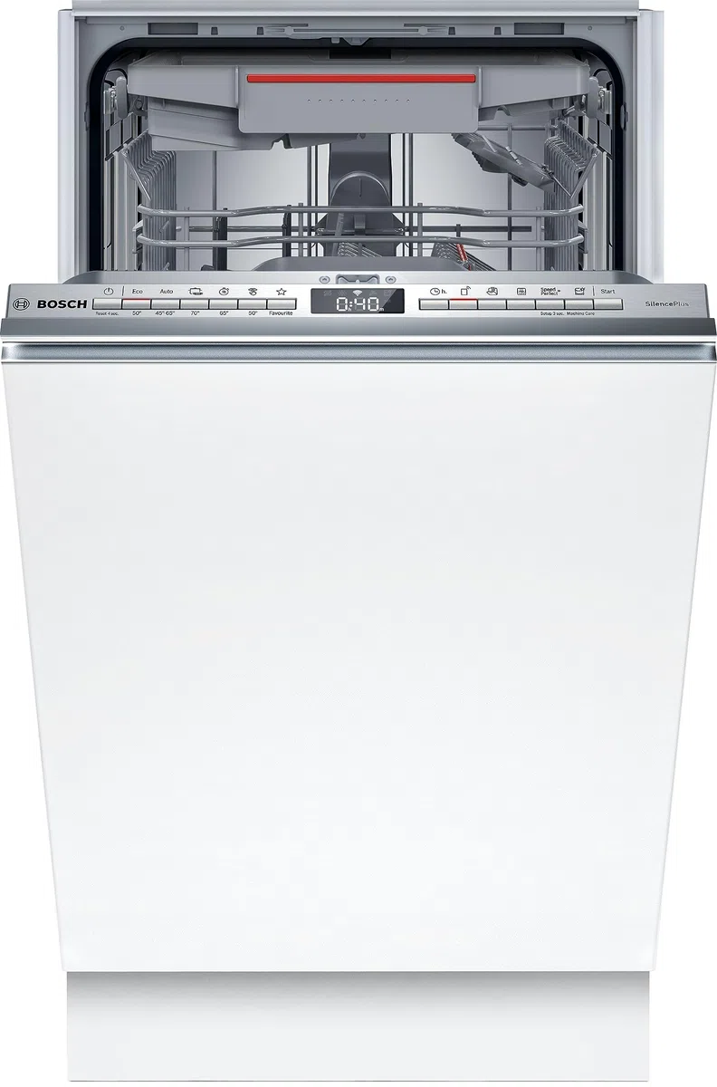 Bosch SPV4EMX25E Serie 4, Lavastoviglie da incasso a scomparsa totale, Home Connect, EfficientDry, TimeLight: Indicatore luminoso, Programma Preferito, 45 cm
