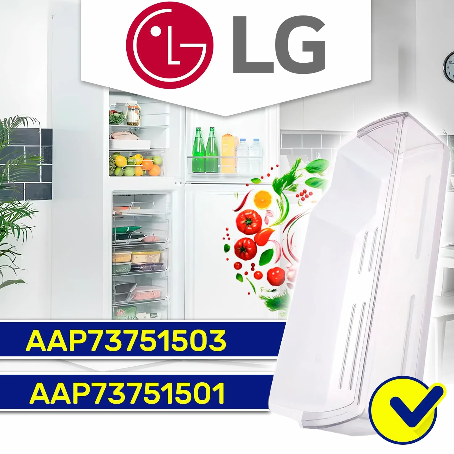 Mensola Portabottiglie del Frigorifero 375 x 195 x 95 mm con Codice Originale AAP73751503 per LG - MADE IN EU - Garanzia di 10 Anni - MONTERAL
