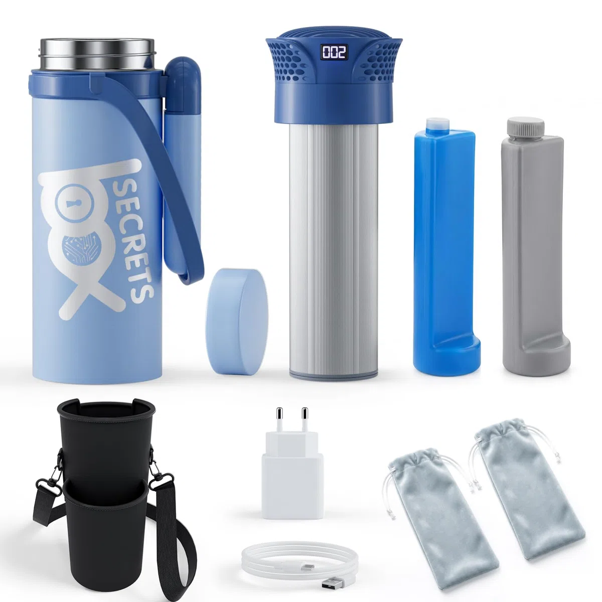 Frigo per Insulina da Viaggio, ad alta Capacità 8-9 penne, 2-8℃ USB Frigorifero per Medicinali Portatile, Borse per Insulina con 4 ghiaccio biogel, blu