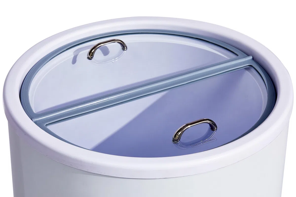 METRO Professional Party-Cooler/frigo bibite su ruote, HCR40, plastica/vetro temperato, Ø 44.2 x 74.5 cm, 34 L, con 4 ruote, ideale per lattine, bianco