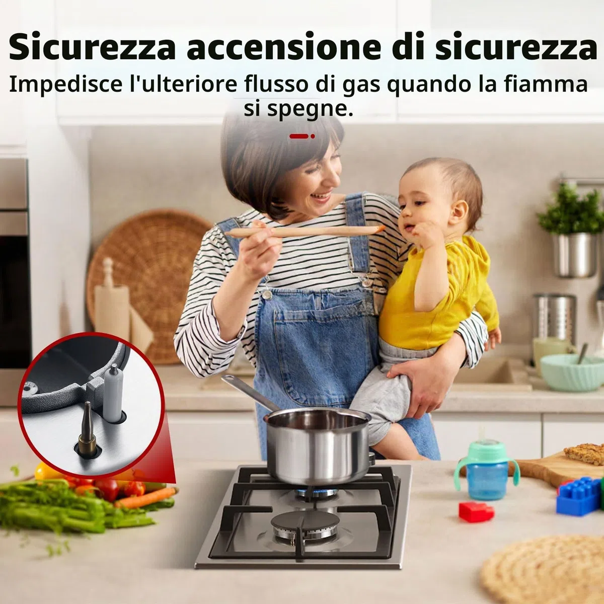 GASLAND GH30SF piano cottura a gas da incasso 2 fuochi 30 cm 4200 W acciaio inossidabile GPL/gas naturale