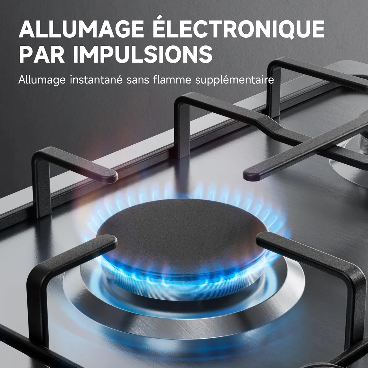 IsEasy Piano Cottura a Gas 4 Fuochi Incasso in Acciaio Inox, 60cm con Bruciatore da 7.2 kW, Sicurezza Termocoppia, Alimentazione Metano/GPL