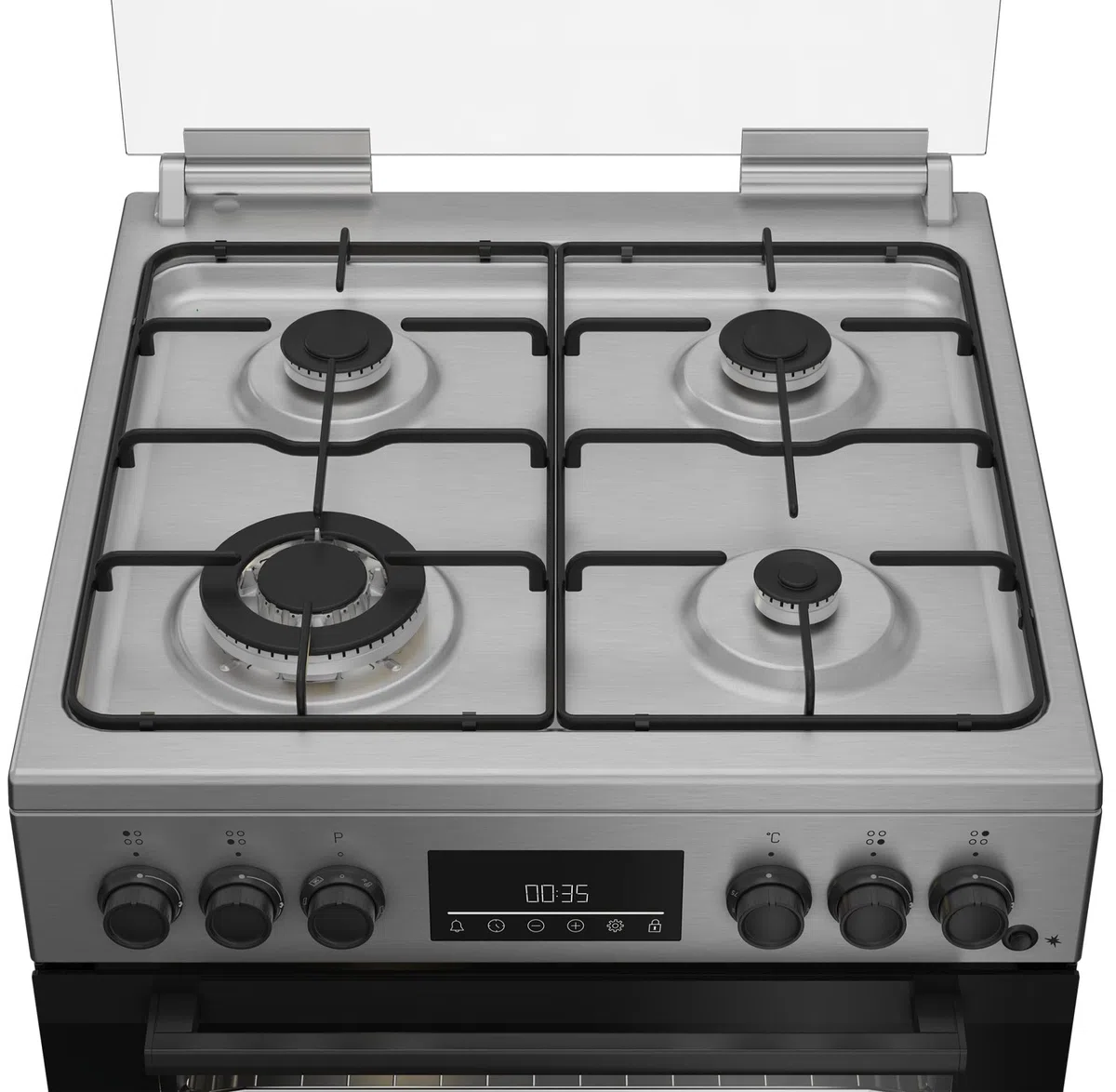 Cucina a gas con forno elettrico 60x60 cm inox 4 fuochi