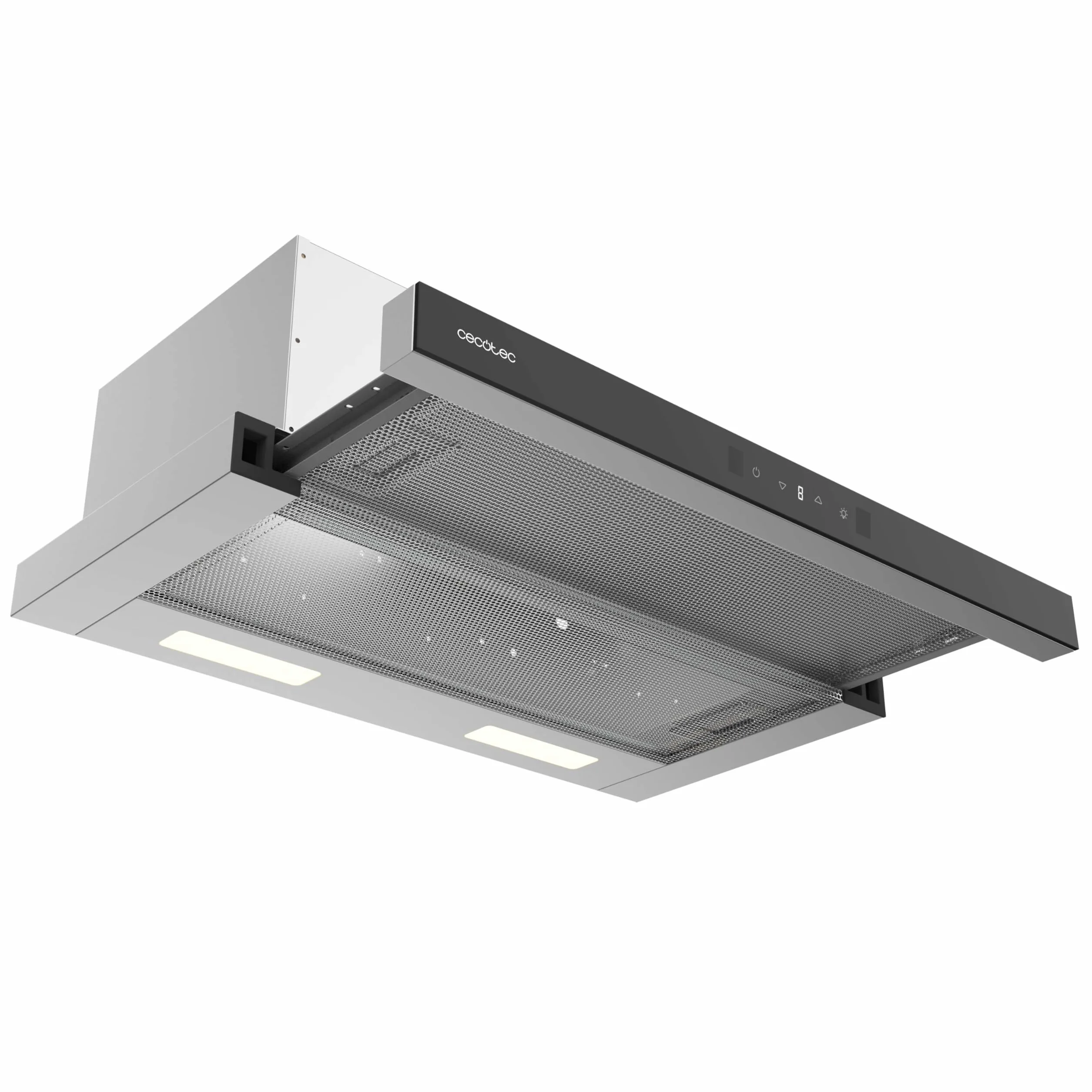 Cecotec Cappa Aspirante 70cm Telescopica Bolero Flux TLT 704400 Glass Black A+++. Aspirazione 431,2m³/h, Basso Consumo, Motore DC, Controllo Movimento e Touch, Vetro Frontale Nero, Corpo Acciaio Inox