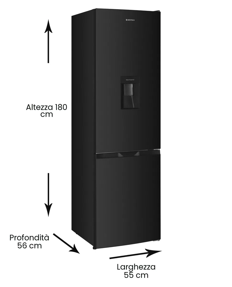 GEDTECH Frigorifero combinato - congelatore basso - GCB262BL Nero - capacità 262L - Classe E