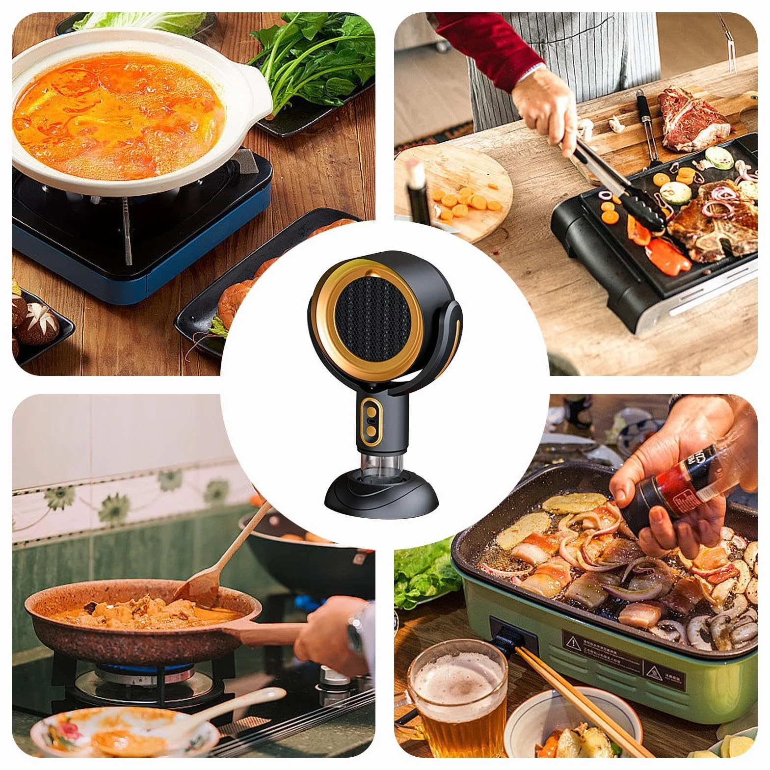 Cappa aspirante – 3000 mAh cappa di ventilazione, cappuccio ricaricabile per piano cottura | 360 gradi parallelo girevole da tavolo per cucinare in cucina con hot pot e