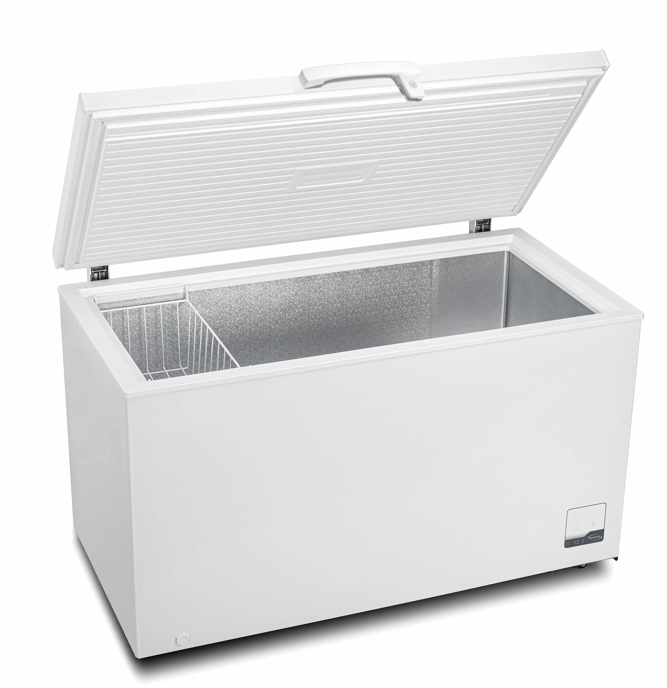 METRO Professional Congelatore a Pozzetto GHF2400, Acciaio/Alluminio, 136.5 x 73.5 x 83.5 cm, 130 W, 1 cestello, Illuminazione a LED, Con serratura, Bianco (400 L)