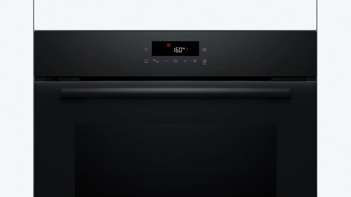 Bosch HBA571BB4 - Forno da incasso serie 2, 60 x 60 cm, 71 litri, autopulizia della pirolisi, AutoPilot 10 programmi, aria calda 3D, controllo touch LED, nero