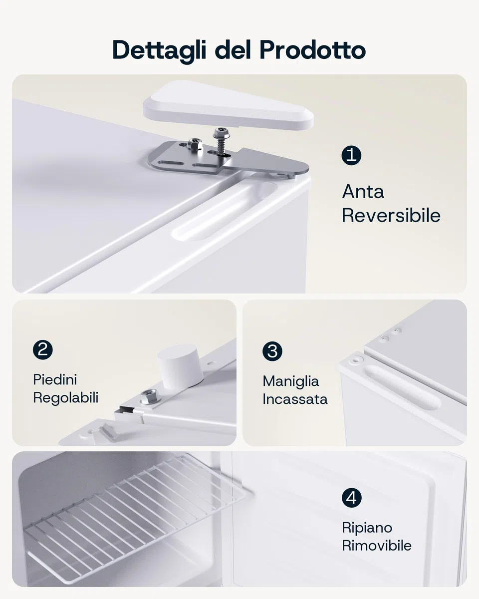 Upstreman 35L Mini Congelatore Compatto, 4 Stelle Congelatore Piccolo -24℃,Porta Reversibile,Silencieux,Risparmio Energetico,Mini Freezer per Camera,Ufficio,Hotel,Bianco,UF35