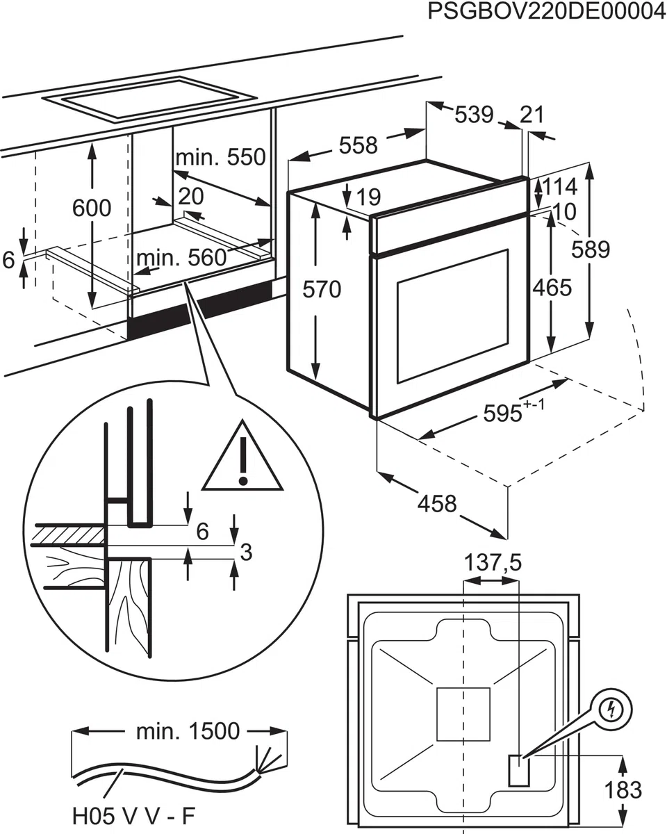 Electrolux EOH2H00BX Serie 300 Forno da Incasso Multifunzione 58 L Acciaio Inox
