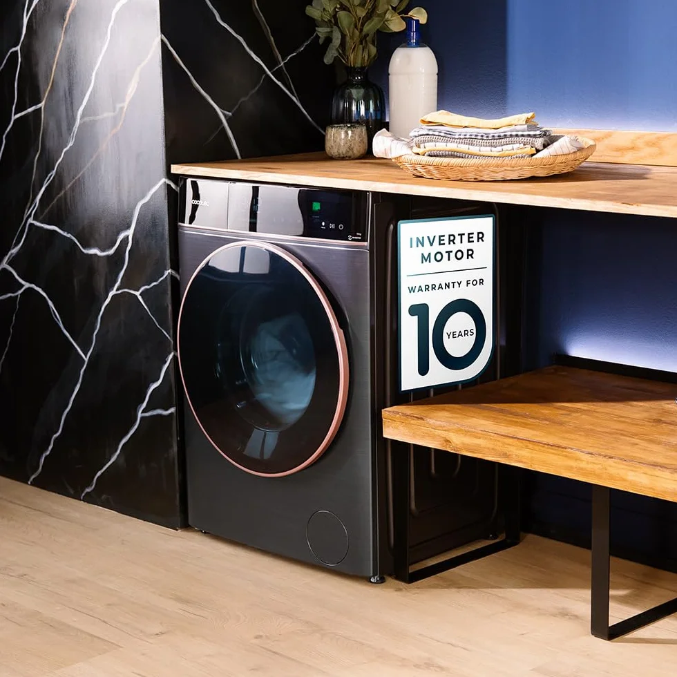 Cecotec Lavatrice 8Kg Carica Frontale Bolero DressCode 8900 Inverter FullColor Steel A. Acciaio 1400 Giri, Schermo 10,3", 11 Programmi, Inverter, SteamMax, Classe A