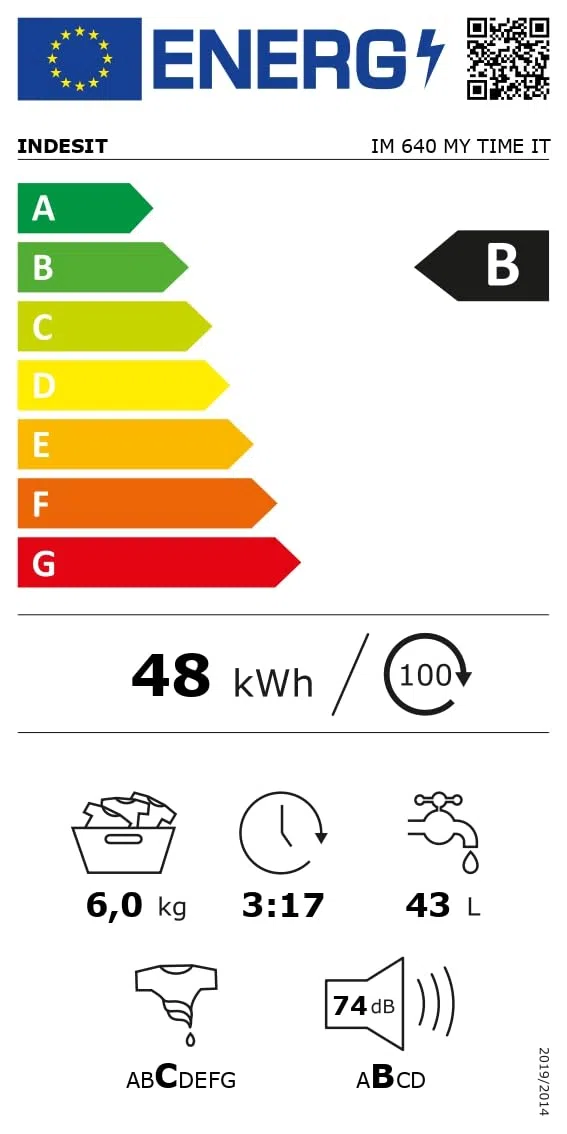 Indesit IM 640 MY TIME IT, Lavatrice 6 kg Libera Installazione Slim, Carica Frontale, Centrifuga 1000 Giri al Minuto, Dimensioni 84.5 x 60 x 44.6 cm, Classe Energetica B