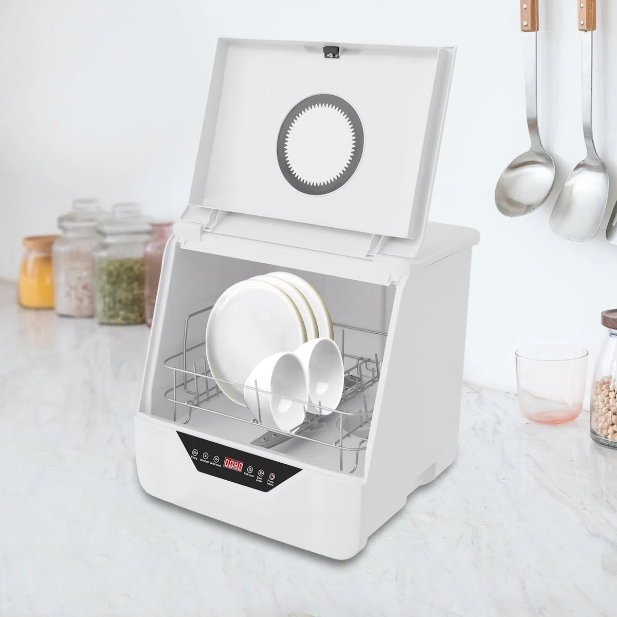 Mini lavastoviglie da 220 V, 800 W, con 4 programmi di lavaggio, per cucina, appartamento, campeggio, camper
